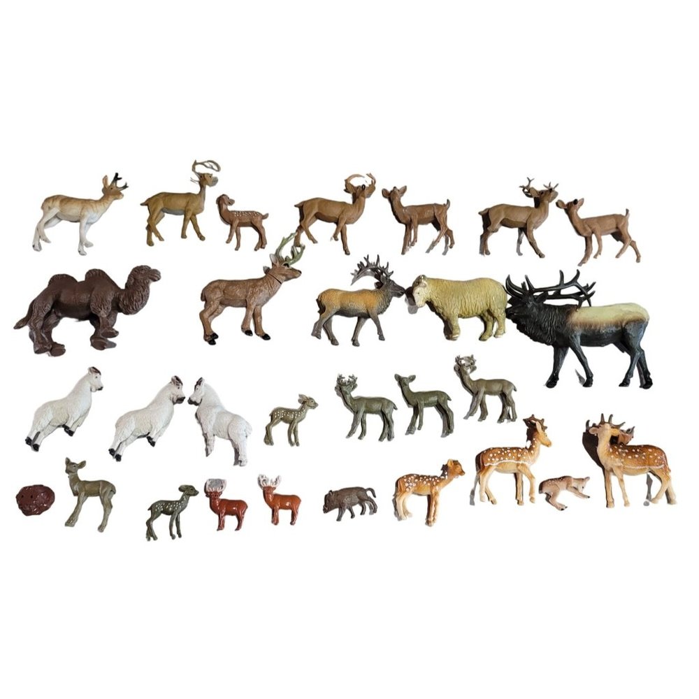 Play farm animals deer playhouse, farm, train sets collectible deer cake toppers